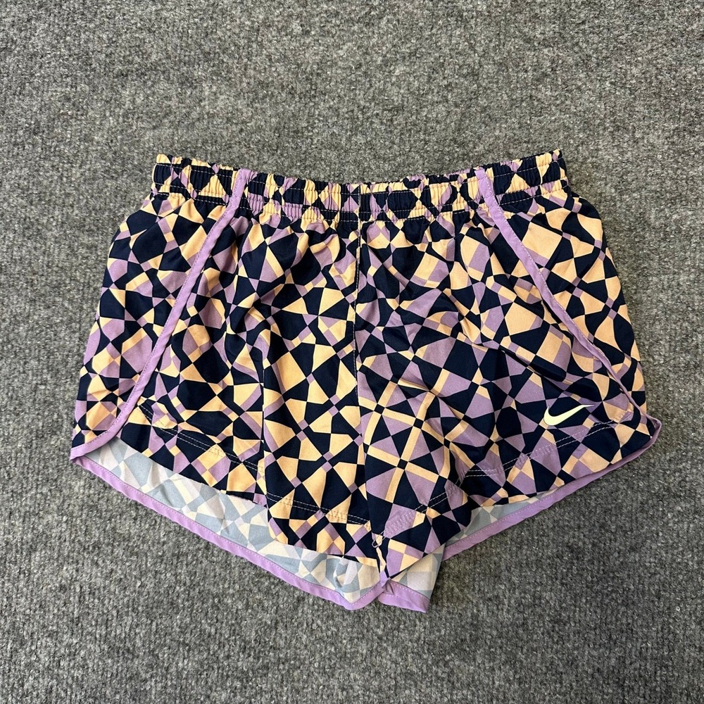 Nike Shorts Womens Size M Purple Geometric Dri-Fit Running Athletic Standard Fit